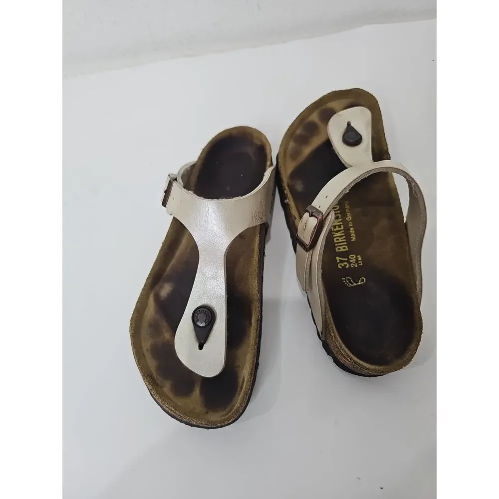 Birkenstock Gizeh Regular Fit Birko Flor Graceful Pearl/White Size 37 / 6.5
